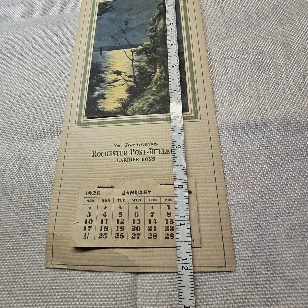 1926 Rochester Post-Bulletin Carrier‎ Boys Calendar Brown & Bigelow Litho Print